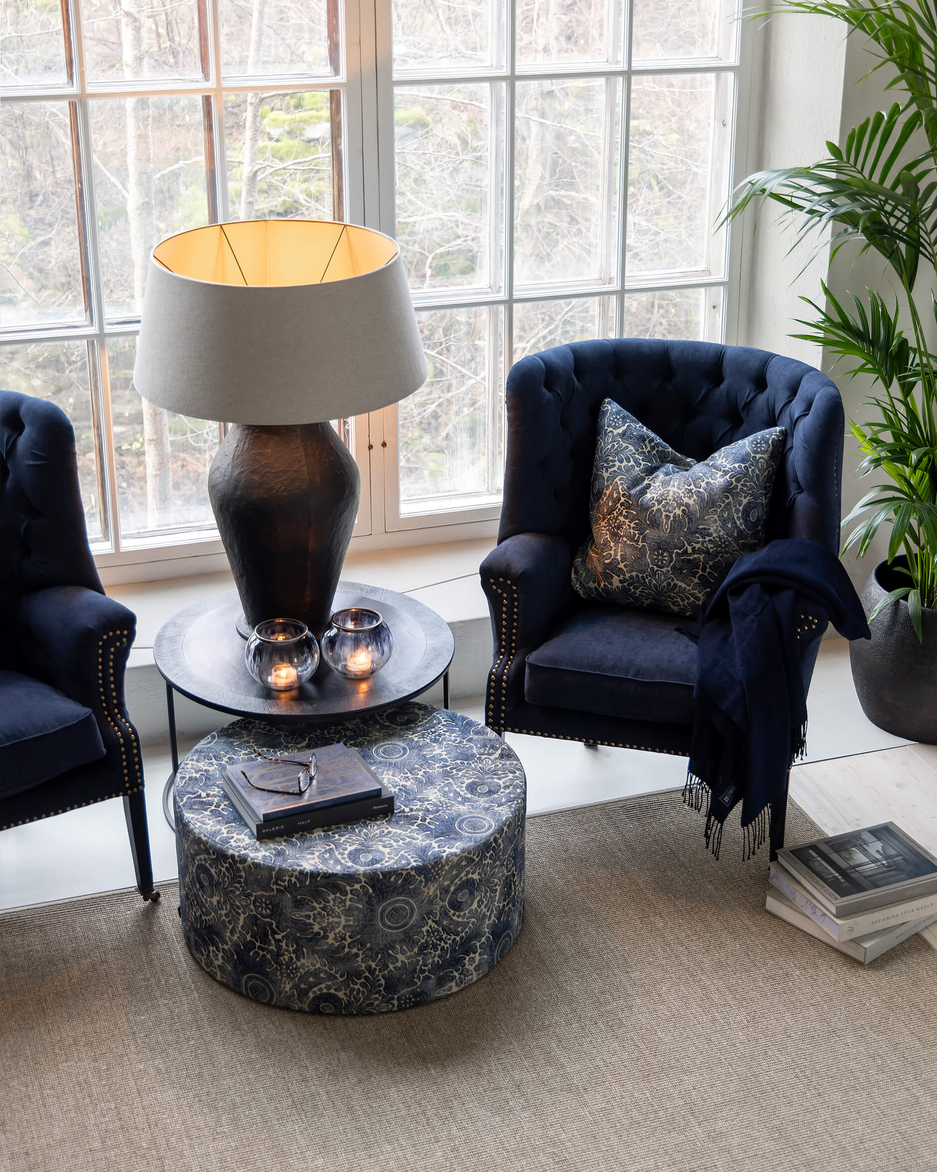 Ferrara pläd mörkblå