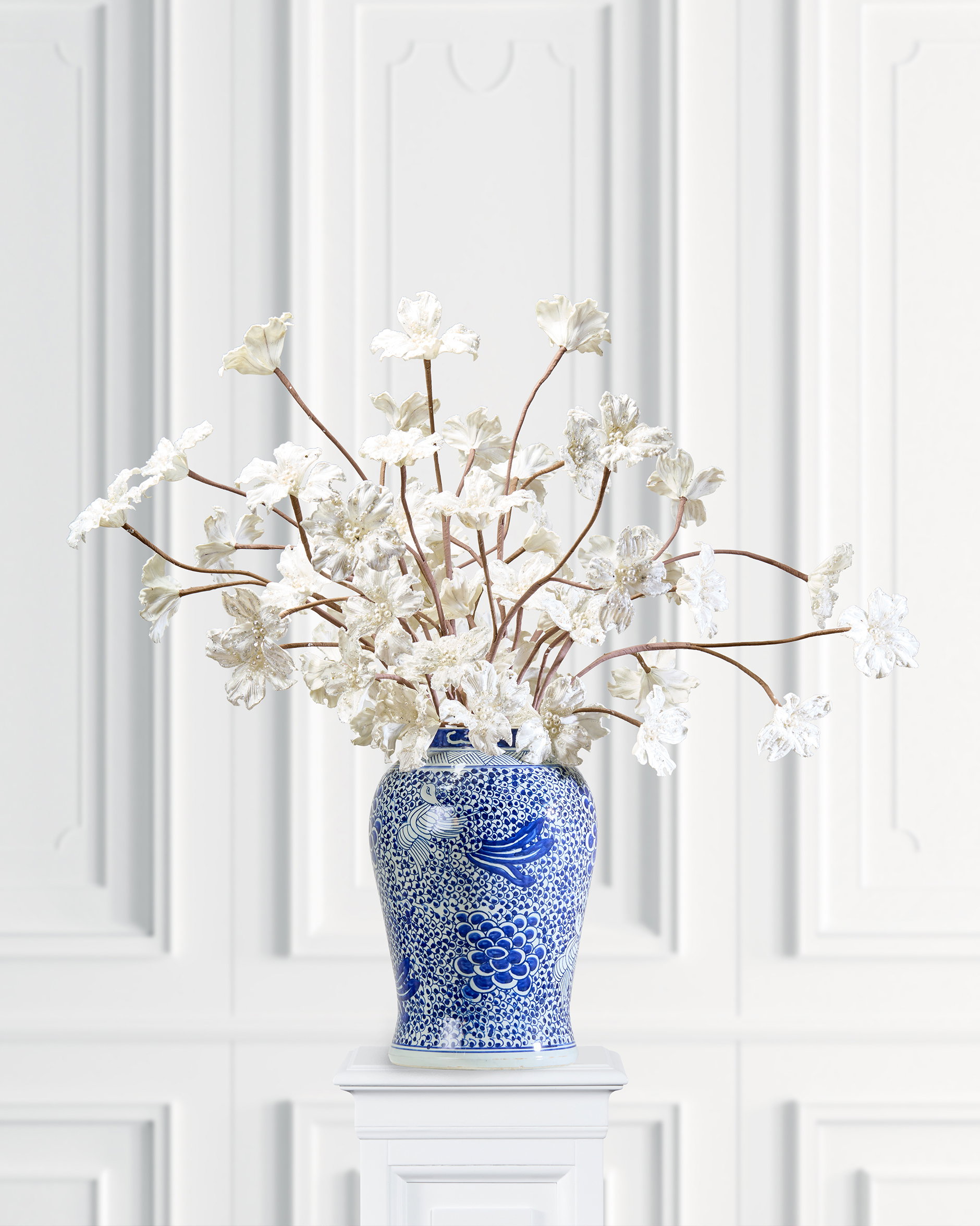 Dogwood Blossom dekorationskvist vit