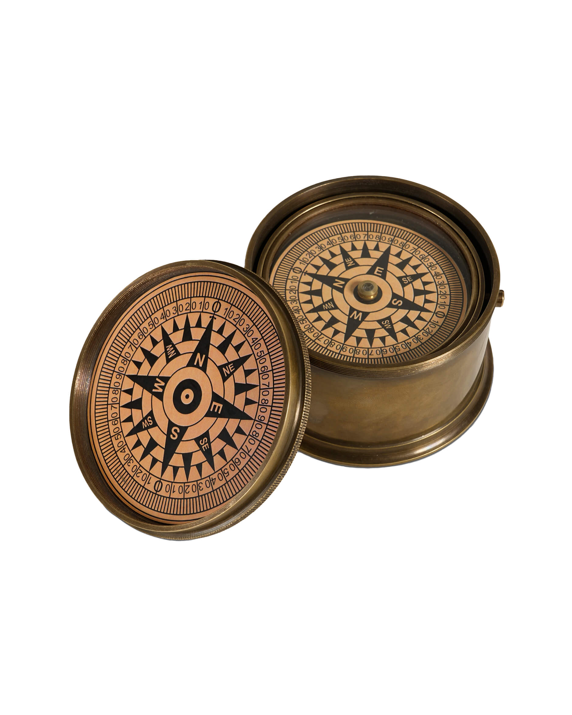 Trumkompass mässing