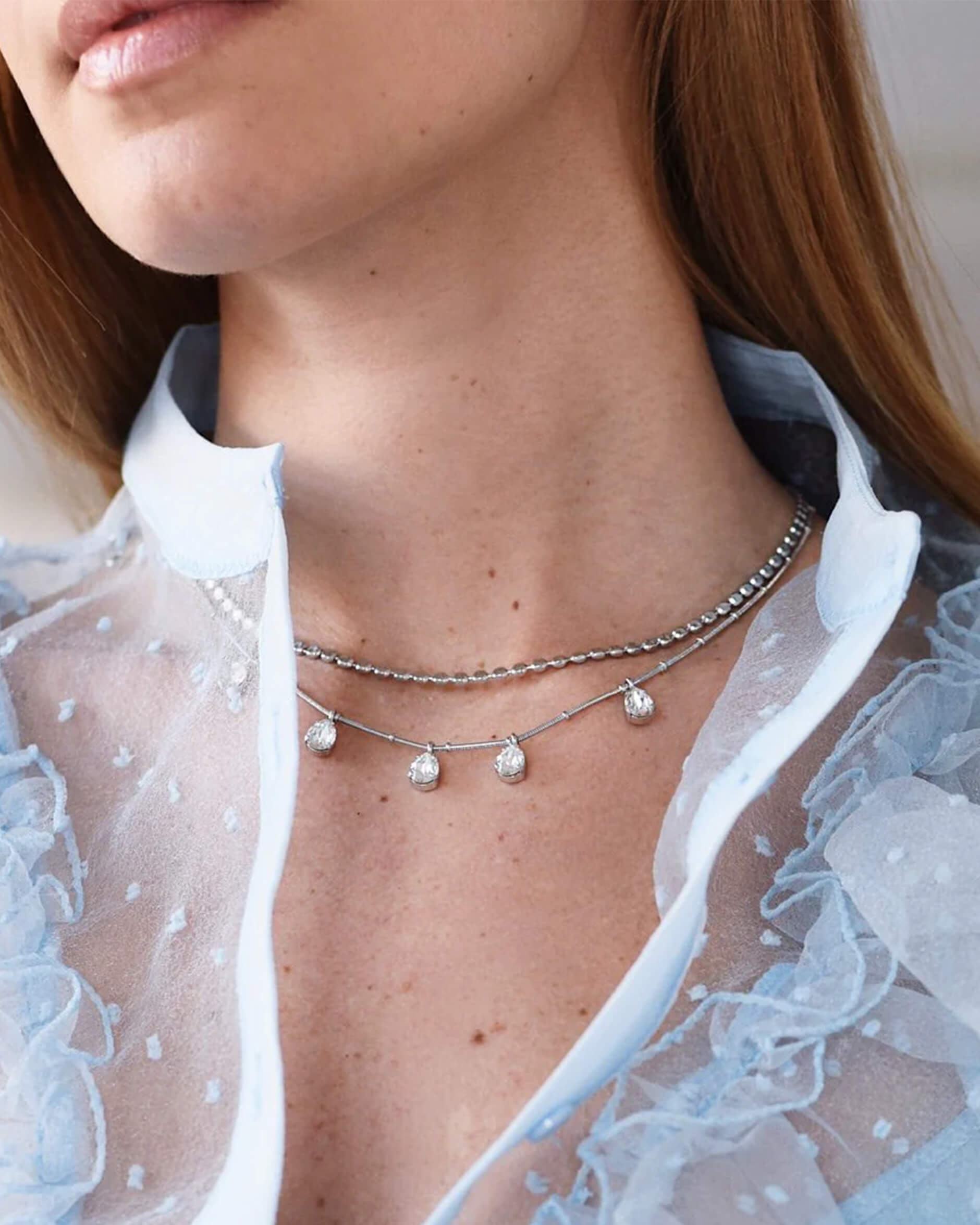 Diamond Chain halsband rhodium