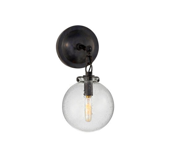 Bronze - Katie Globe Sconce Polished Nickel/Seeded Glass Small