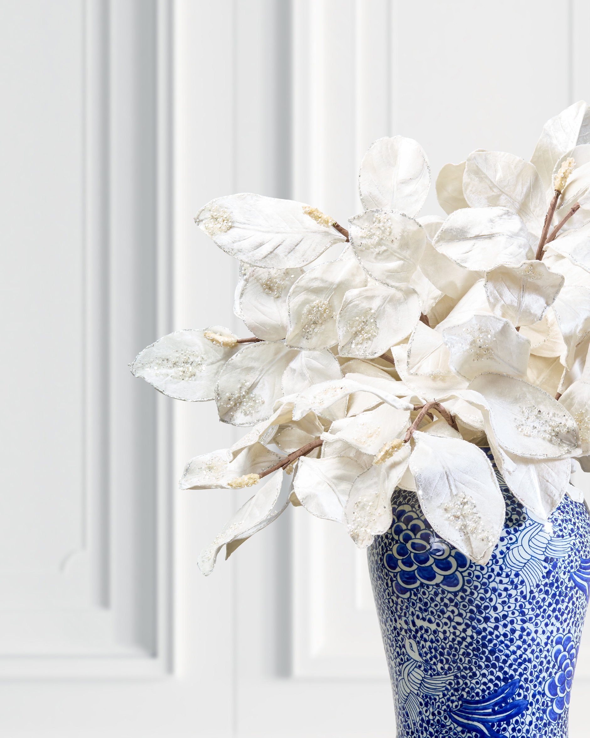 Magnolia Leaves dekorationskvist vit