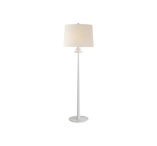 White - Beaumont Floor Lamp Burnished Silver Leaf