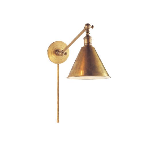 Antique Brass - Boston Functional Single Library Light Polished Nickel