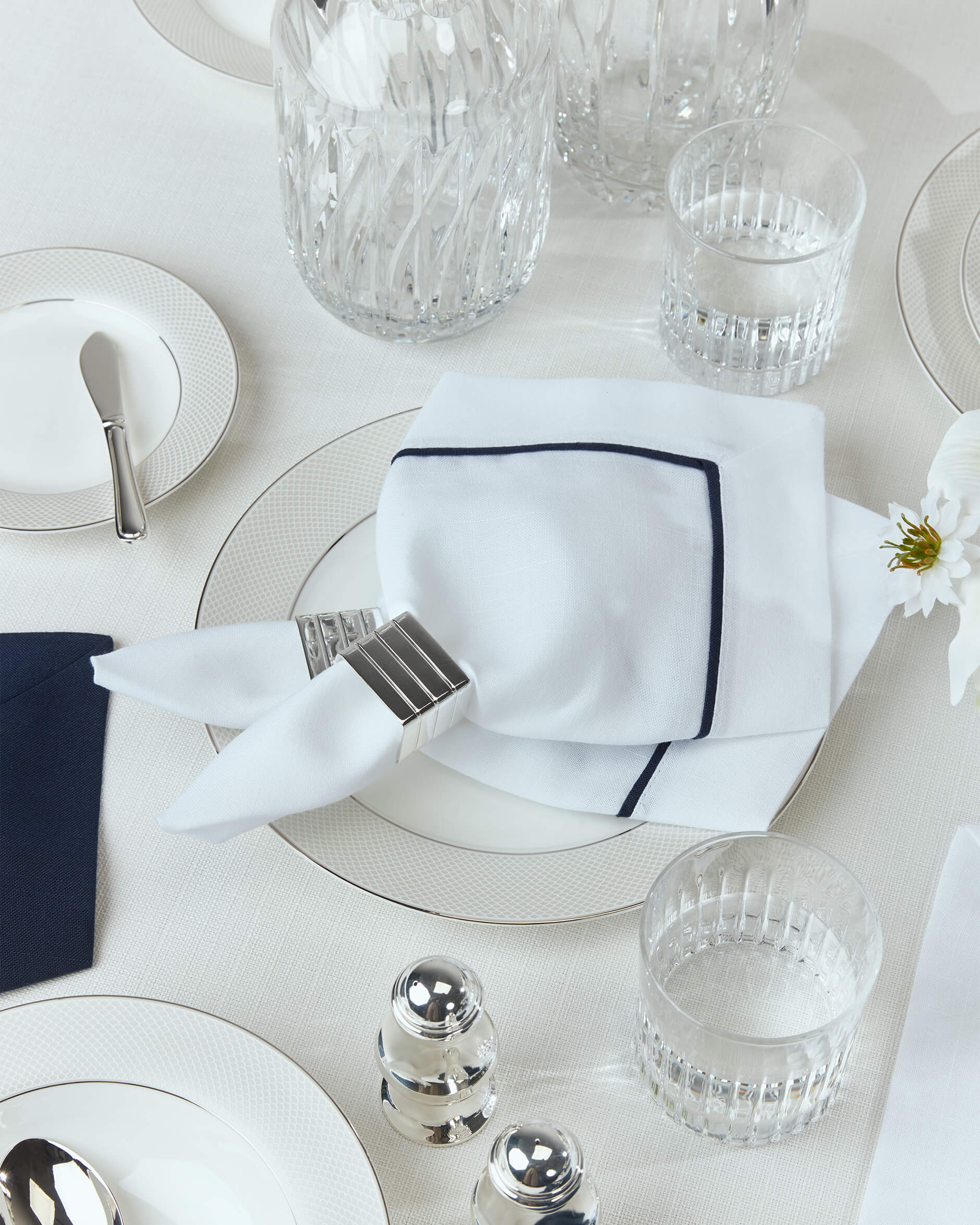 Castleford servett vit/blå