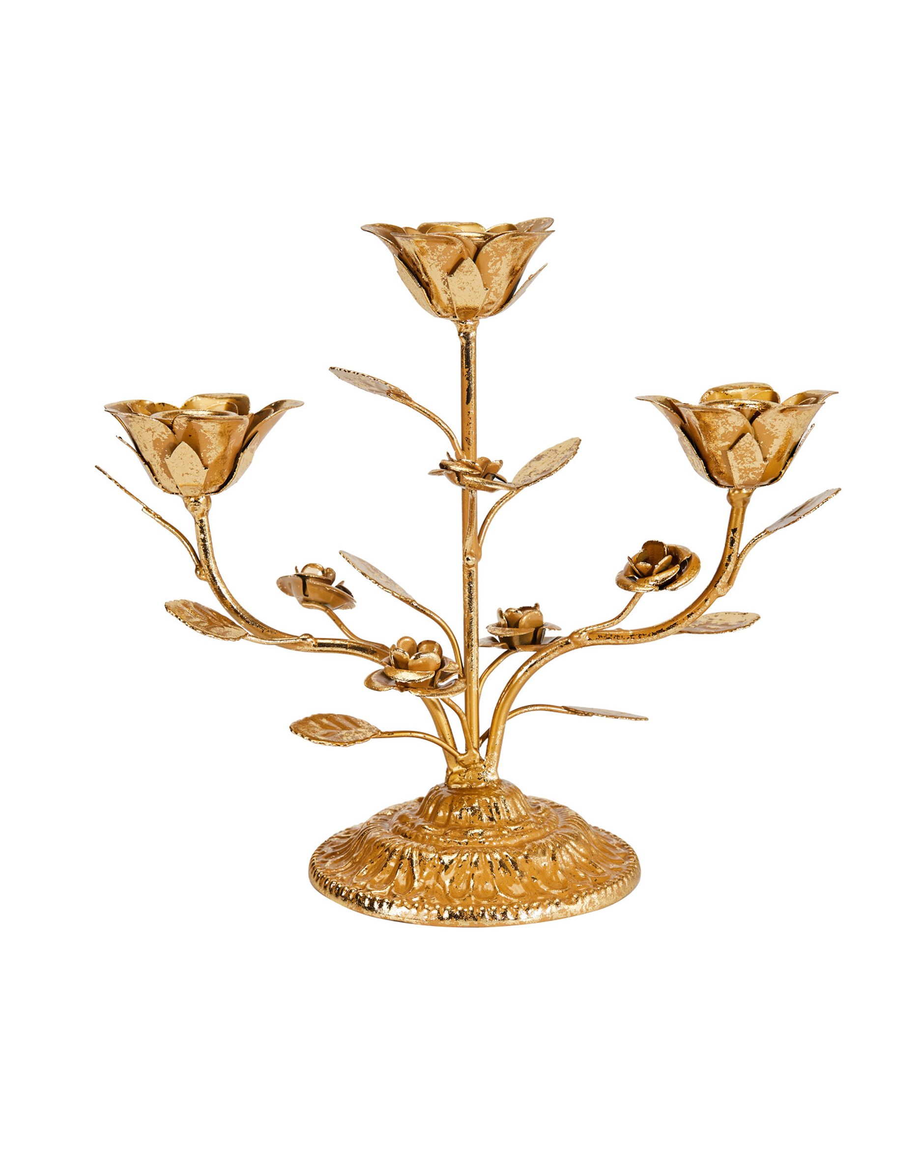 Rosemary ljusstake tre armar guld