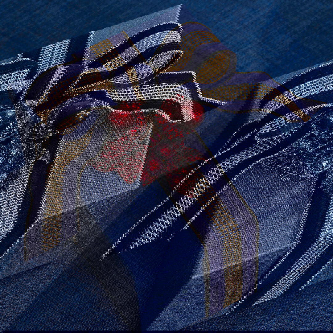 Eleanor textile ribbon blue/gold 4.5 m