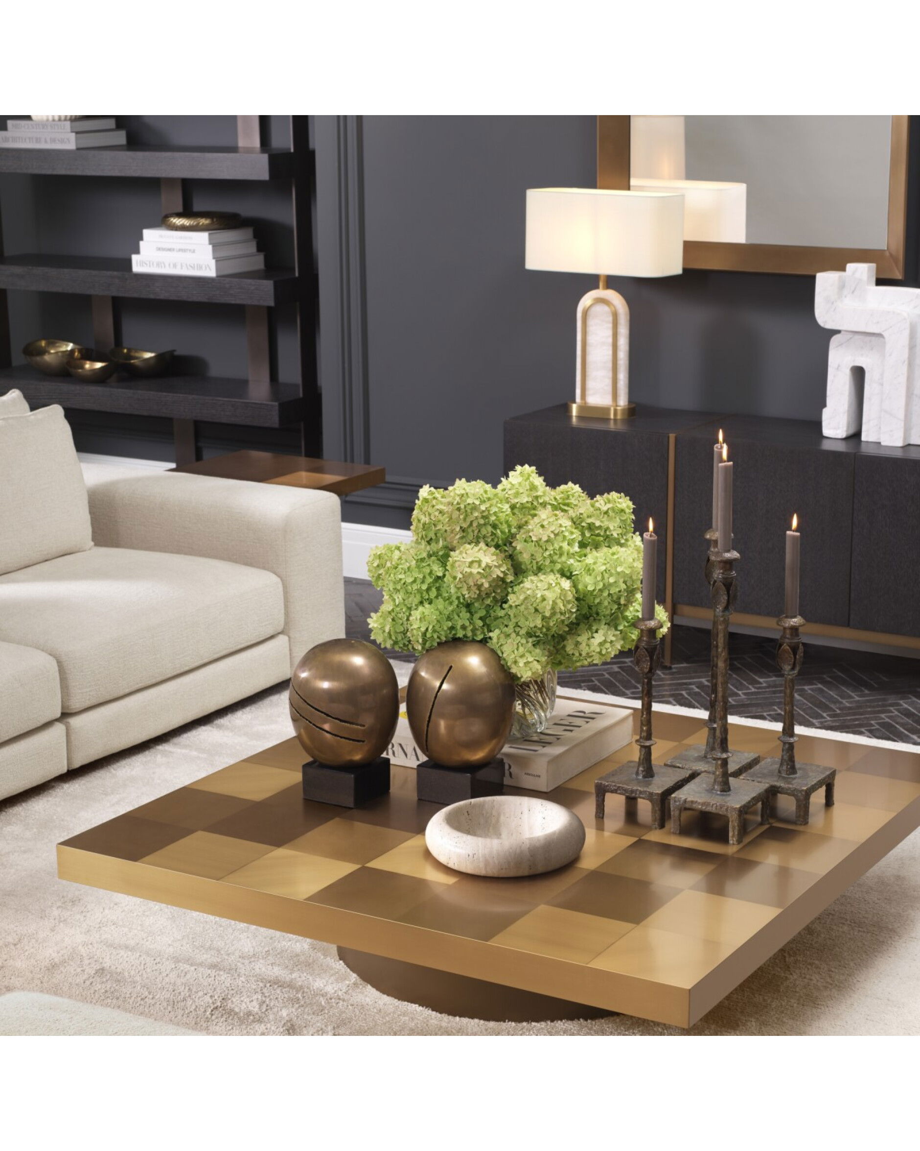 Laporte sidobord borstad mässing