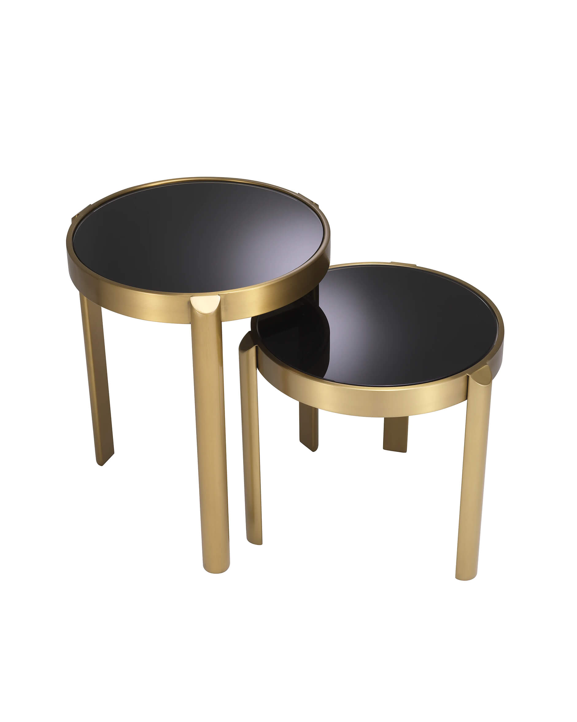 Buena Side Table Brushed Brass Finish Set of 2