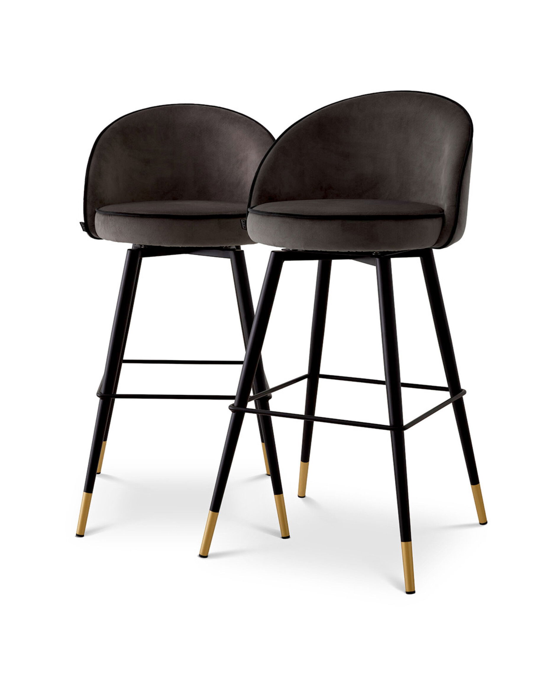Cooper Bar Stool Roche Dark Grey Velvet Set of 2