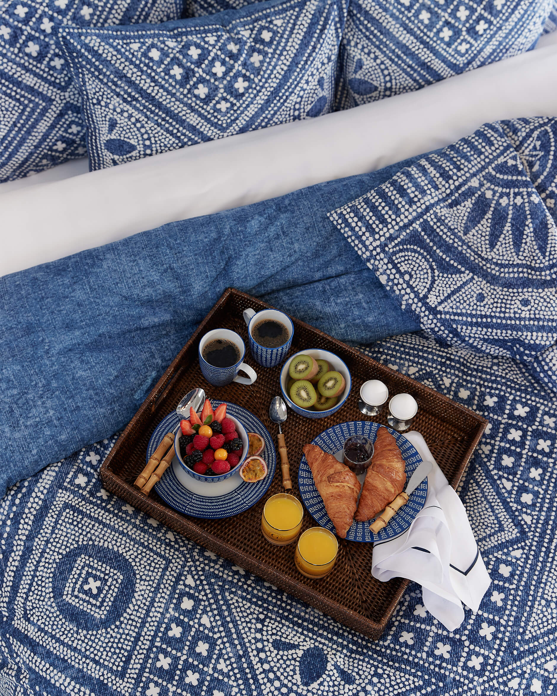 Tulum påslakanset blå/off-white