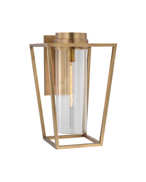 Presidio vägglampa ram antik mässing/klarglas M