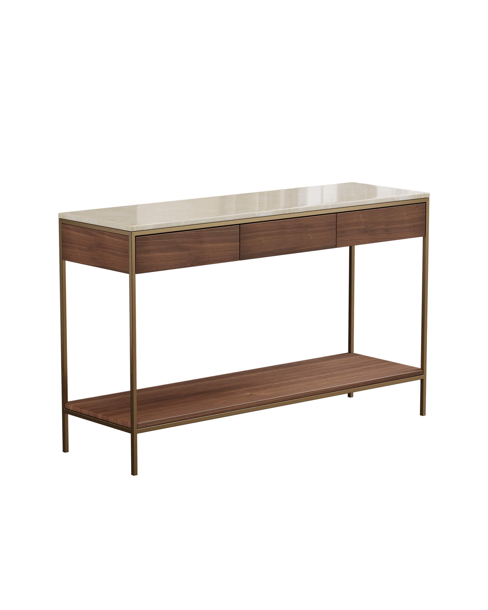 Erin konsolbord mässing valnöt beige