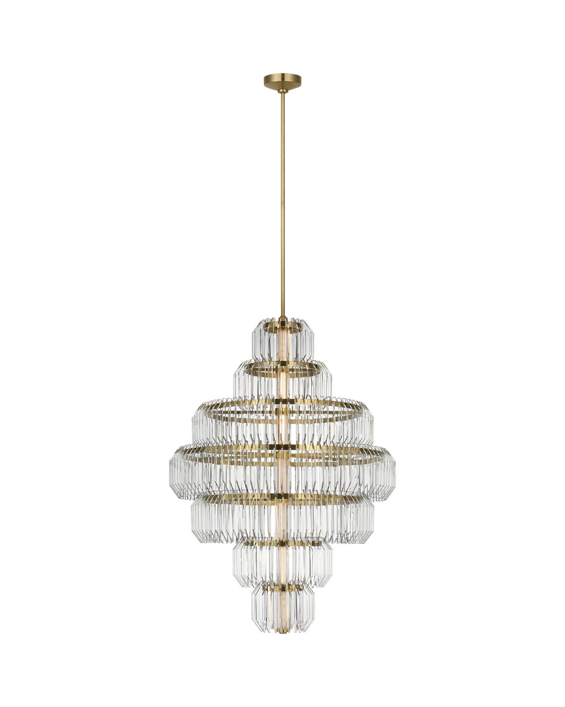 Killarney 32" Layered Chandelier Brass/Clear Crystal