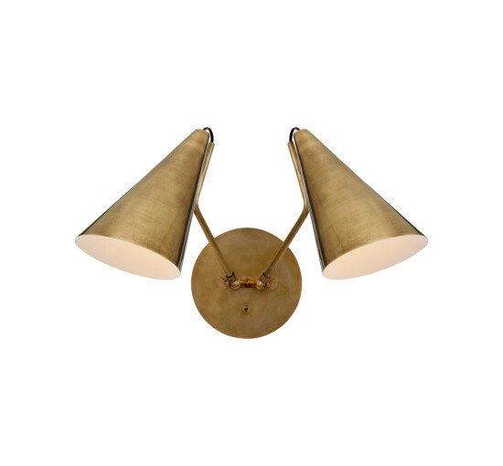 Hand-Rubbed Antique Brass - Clemente Double Sconce Antique Brass/Matte White Shades