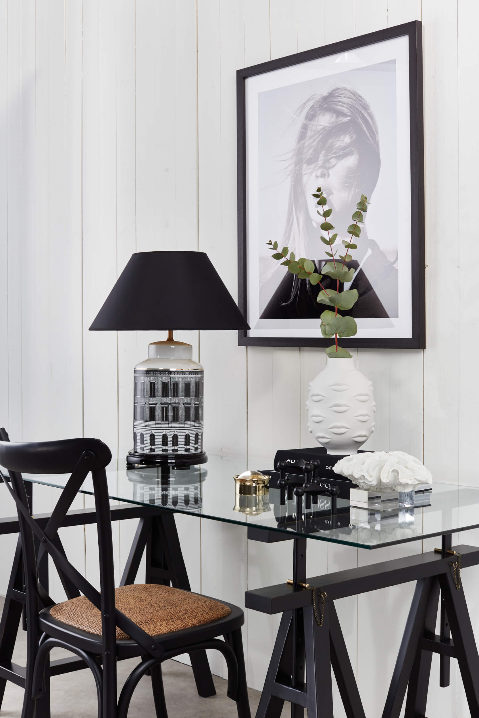 Trestle Schreibtisch Modern Black