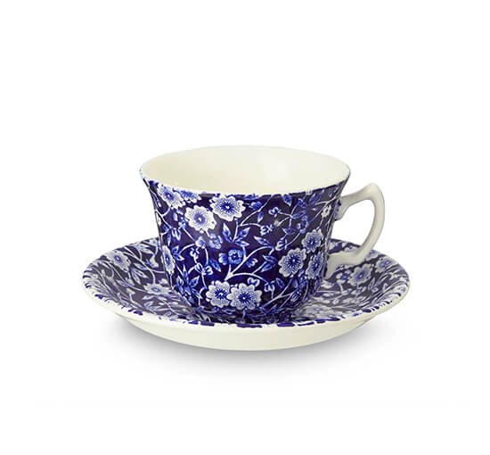 Blue Calico Tea Cup With Saucer
