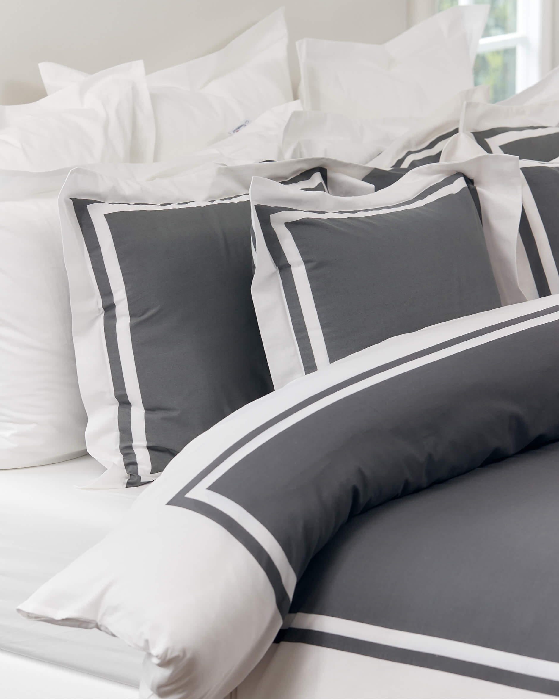 Oxford örngott grå/vit 2-pack