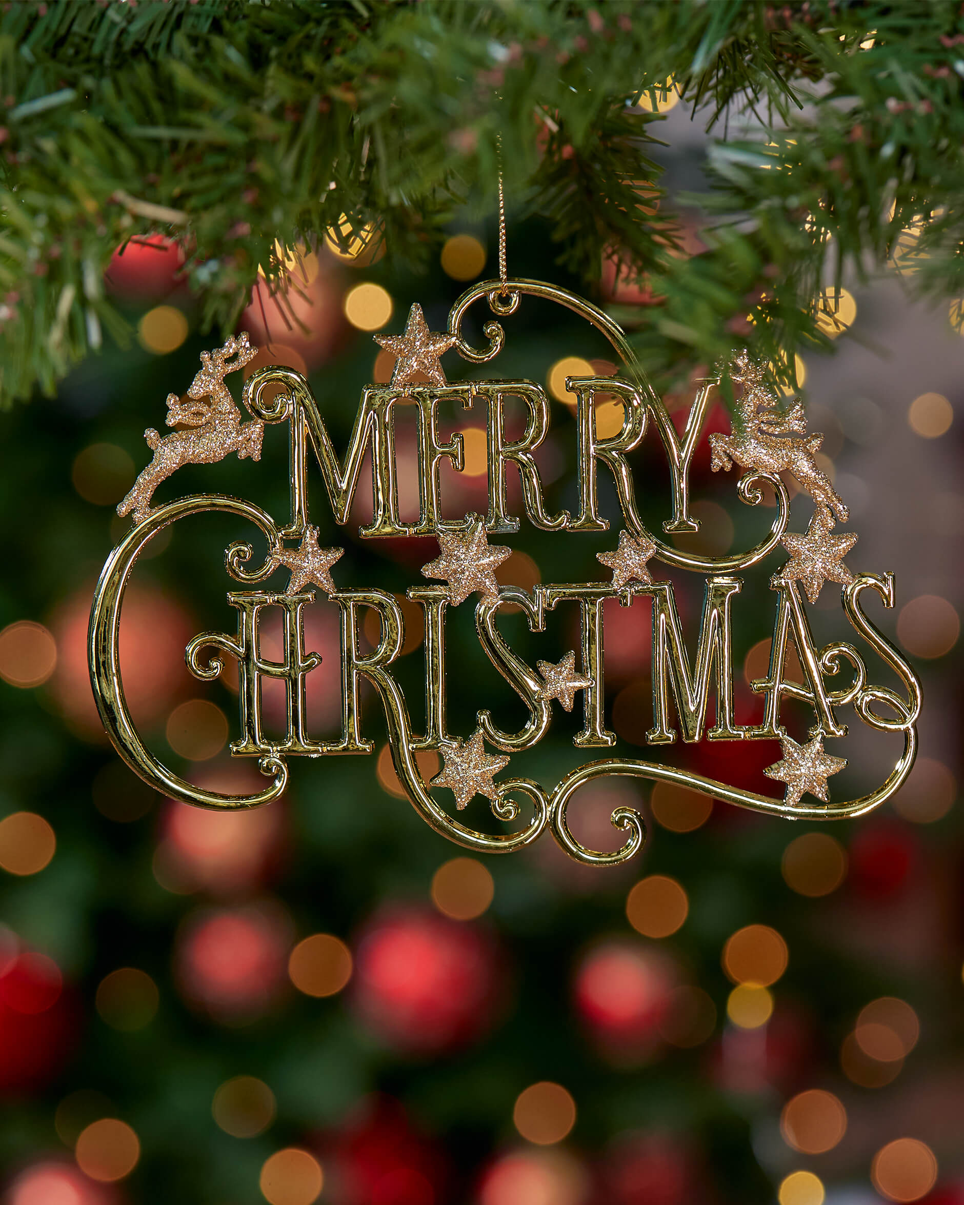 Merry Christmas julgransdekoration guld 13cm