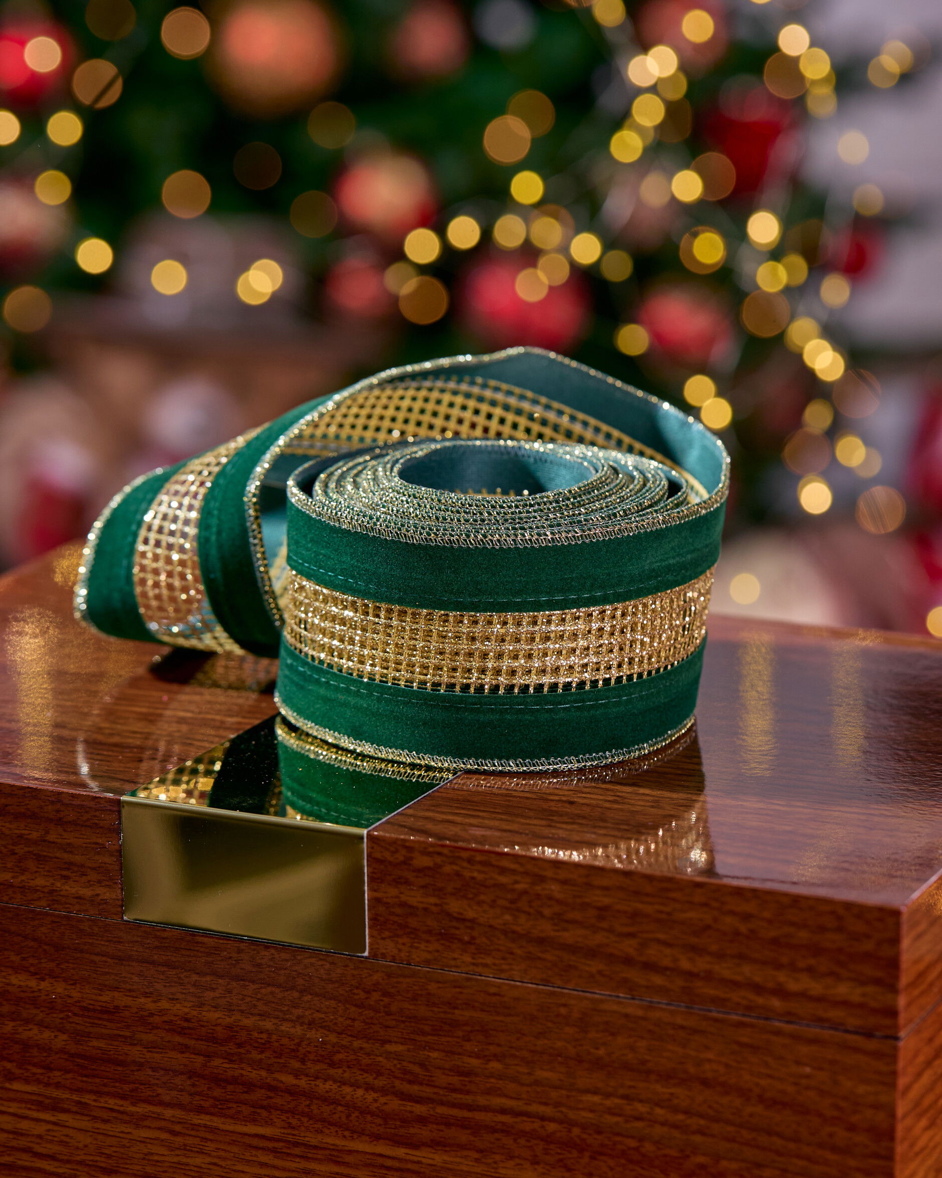 Eleanor textielband groen/goud 4,5m