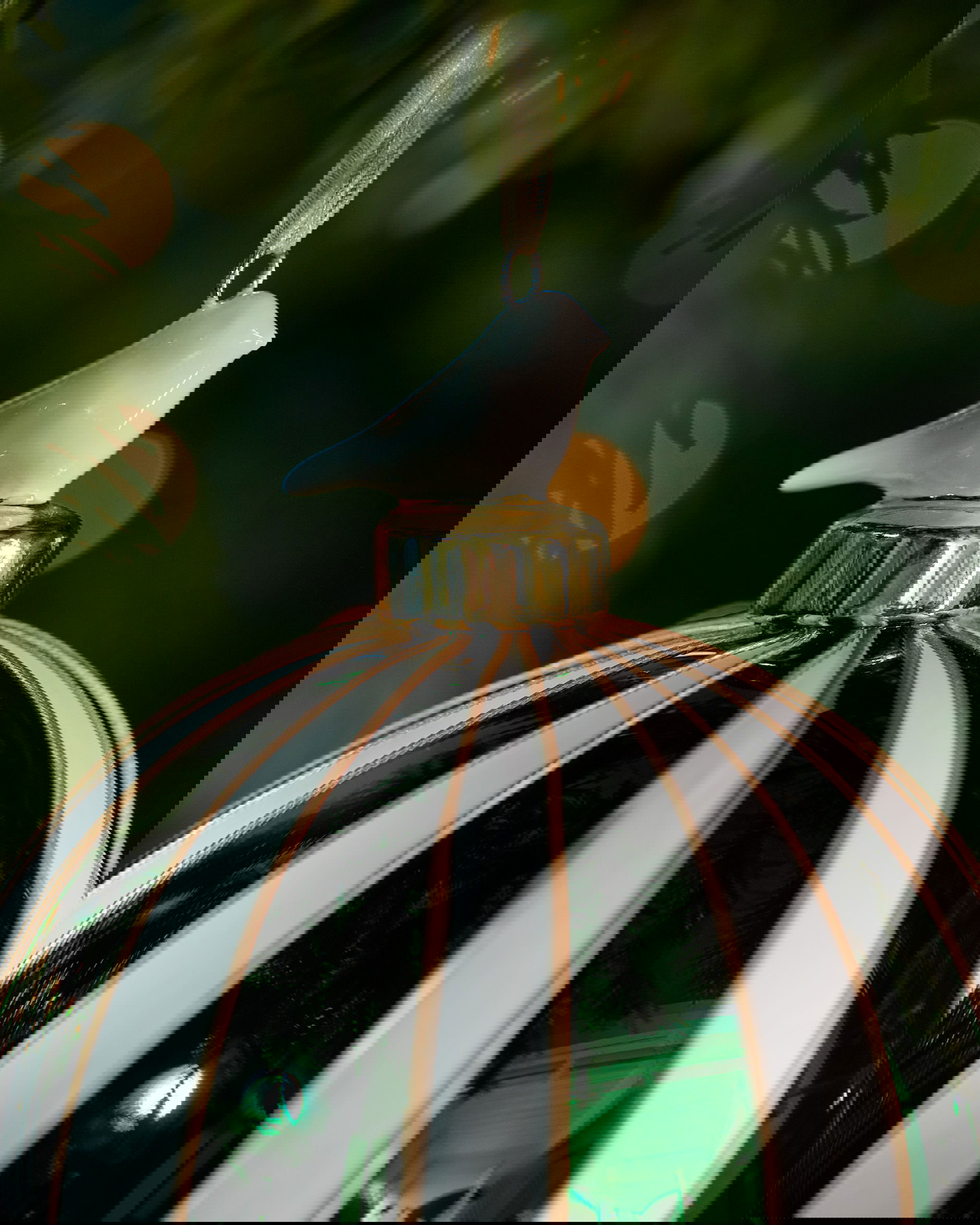 Snow White Robin Bauble Green/White 10cm