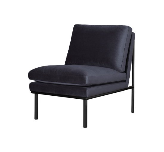 Black Pearl - April lounge chair midnight blue / brass
