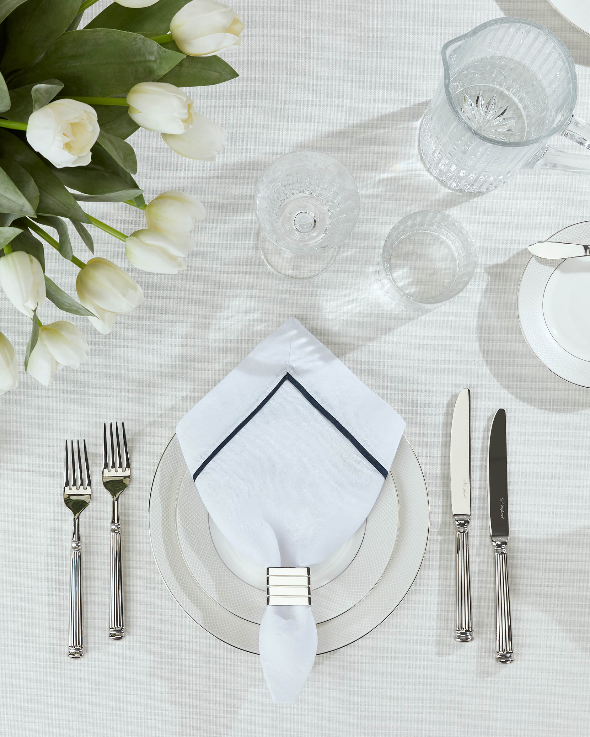 Avenue servett vit/blå