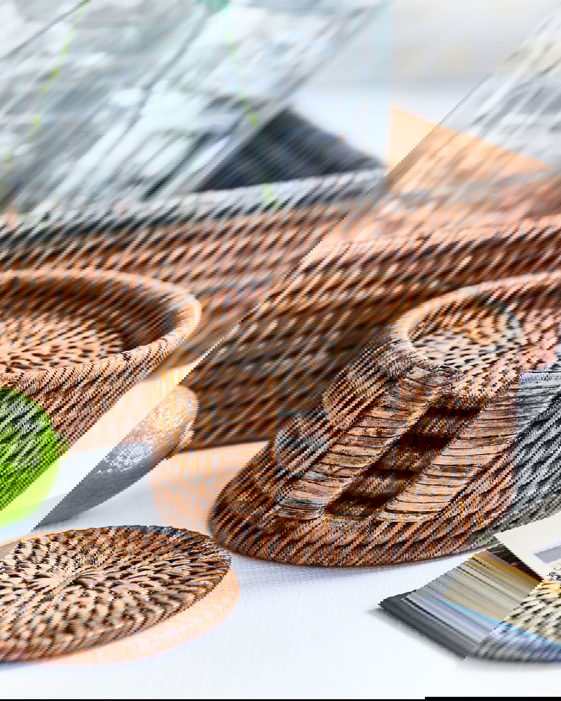 Antique glasunderlägg rotting rund 6-pack