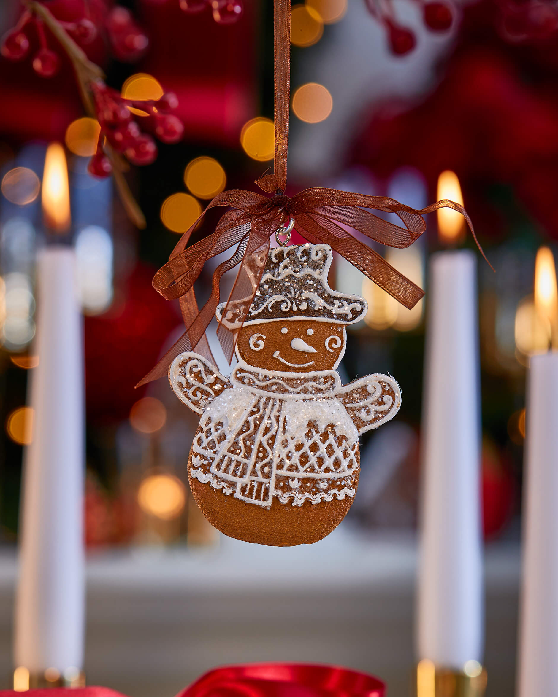 Whitby pepparkaka snögubbe julgransdekoration