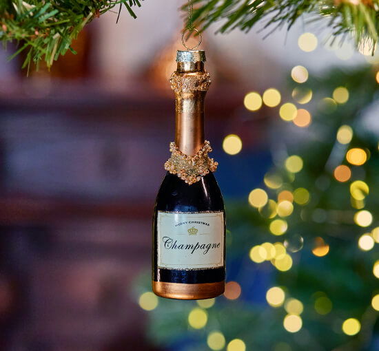 Zwart - Laila Champagnefles Kerstboom Decoratie Zwart