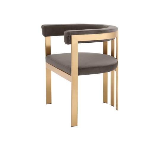 Savona grey velvet - Clubhouse Dining Chair curly cream