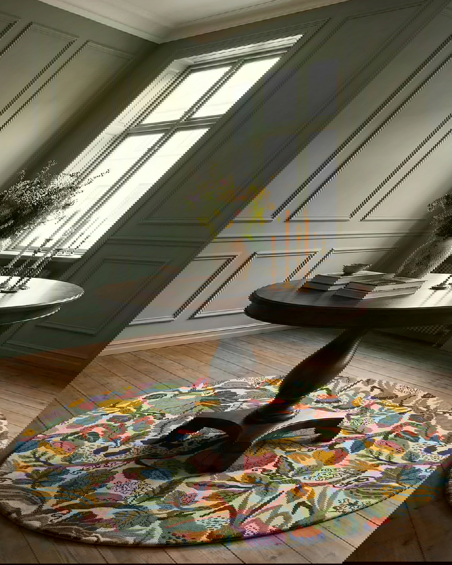 Heritage Garden round rug cream