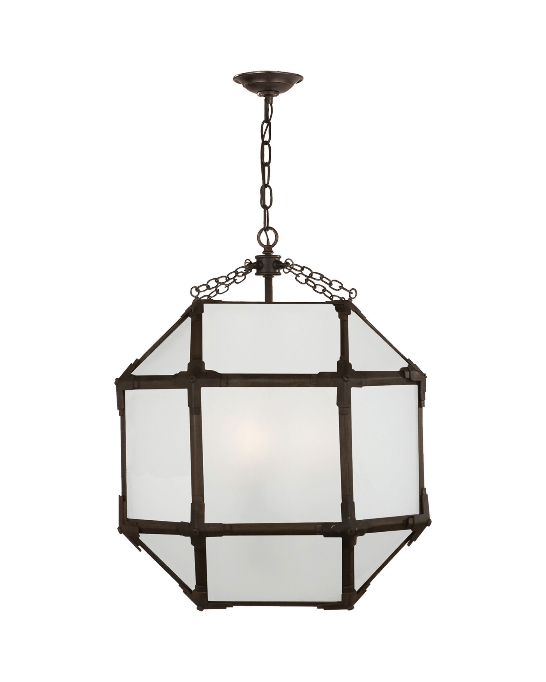 Morris taklampa antik zink/frostat glas M