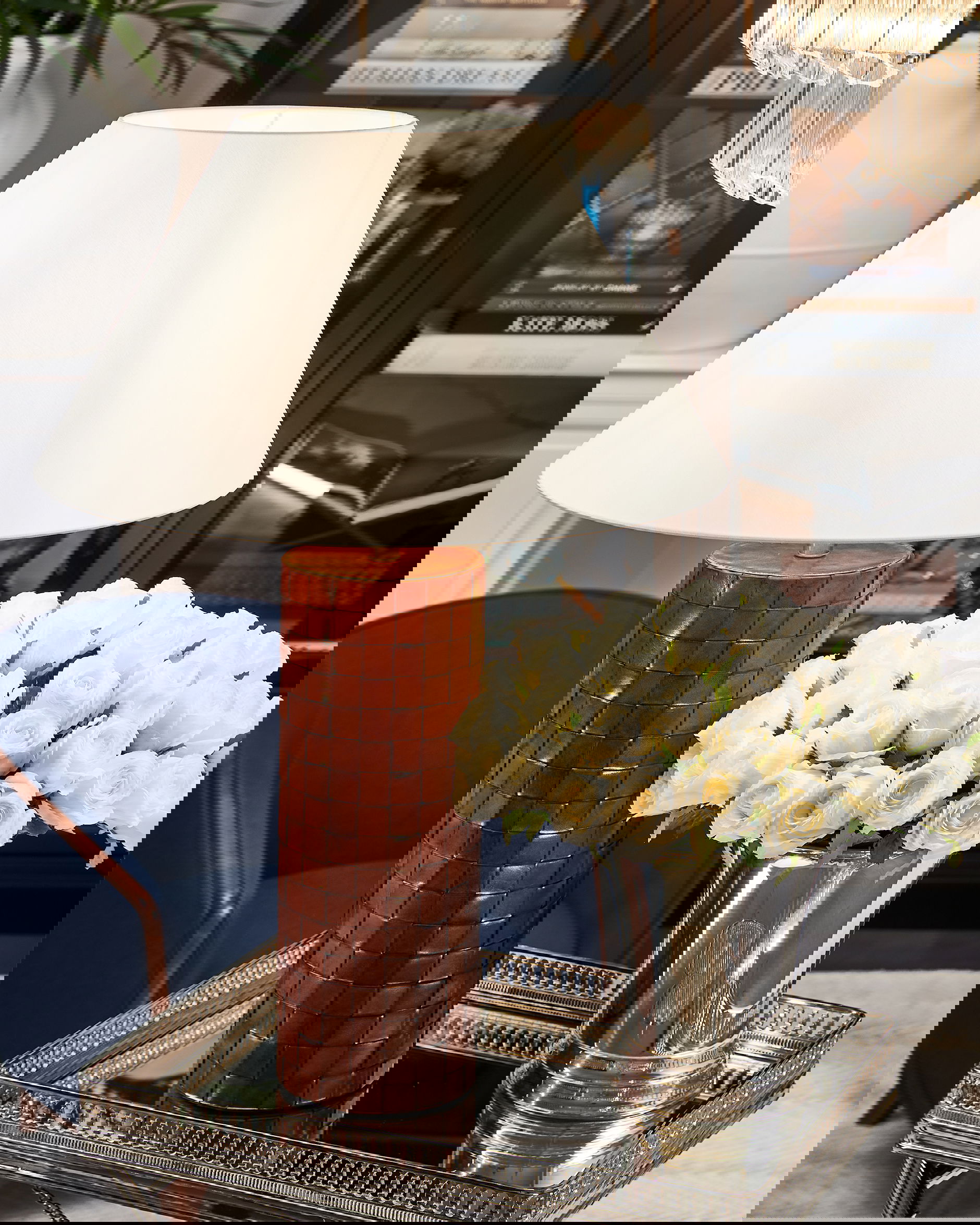 Kensington bordslampa flätad läder