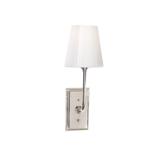 Polished Nickel - Hulton Sconce Bronze with Crystal Backplate and White Glass Shade