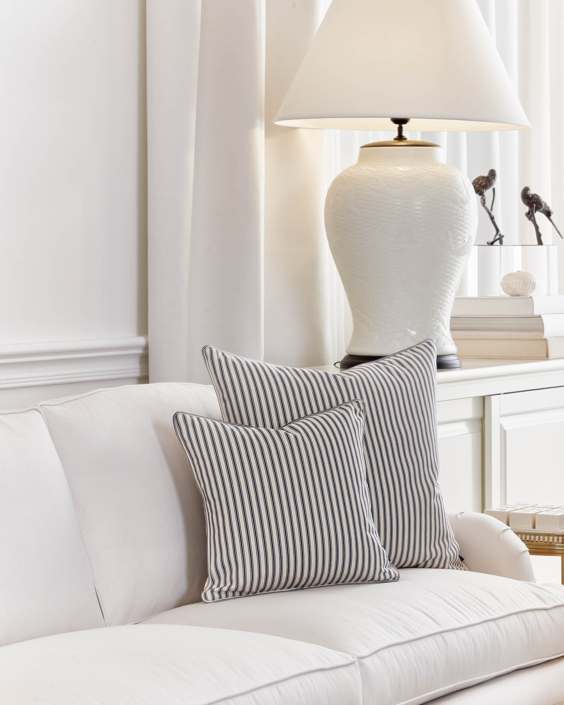 Ethel kuddfodral blå/vit