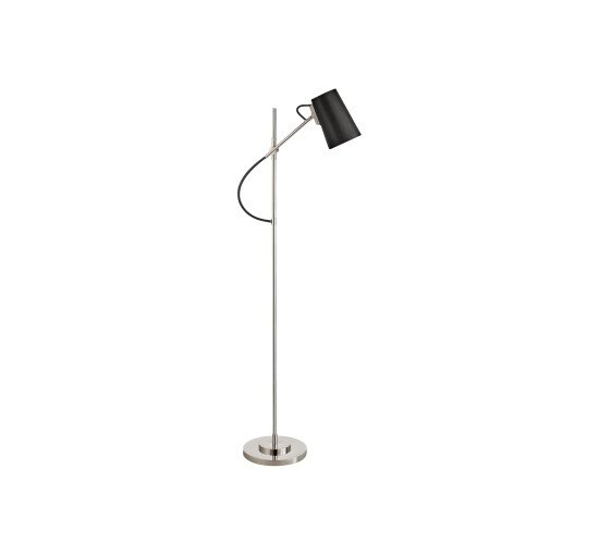 null - Benton Adjustable Floor Lamp Polished Nickel/Chocolate Leather