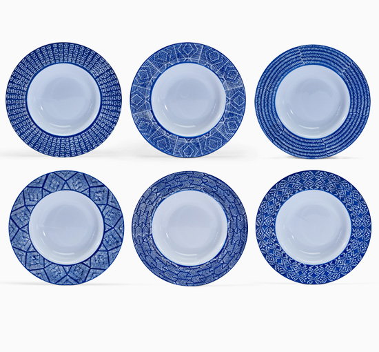 Capri Azzurra Deep Plates Blue/White 6-pack