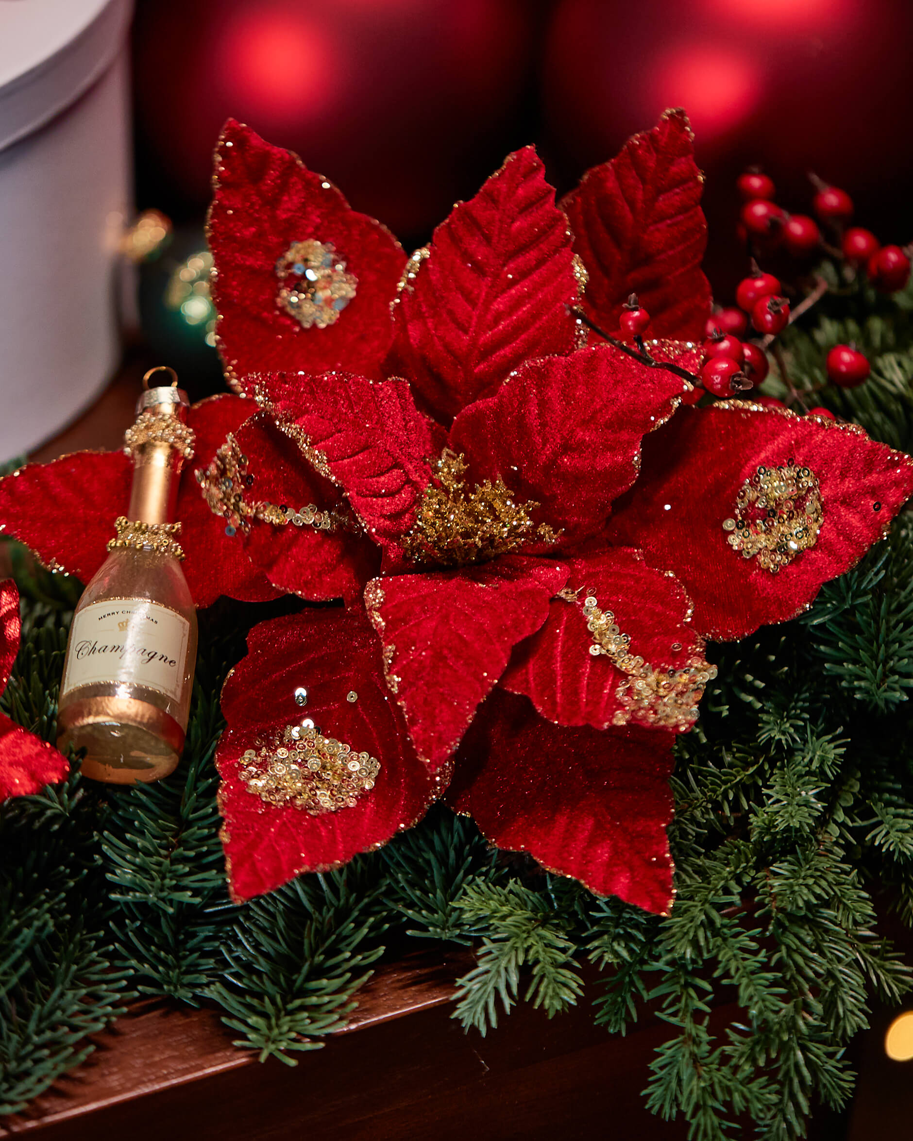 Curie blomma juldekoration röd