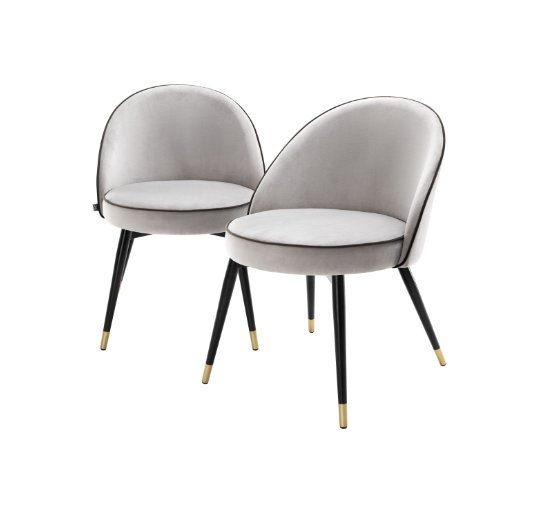 Roche light grey velvet - Cooper dining chair faux leather grey set of 2