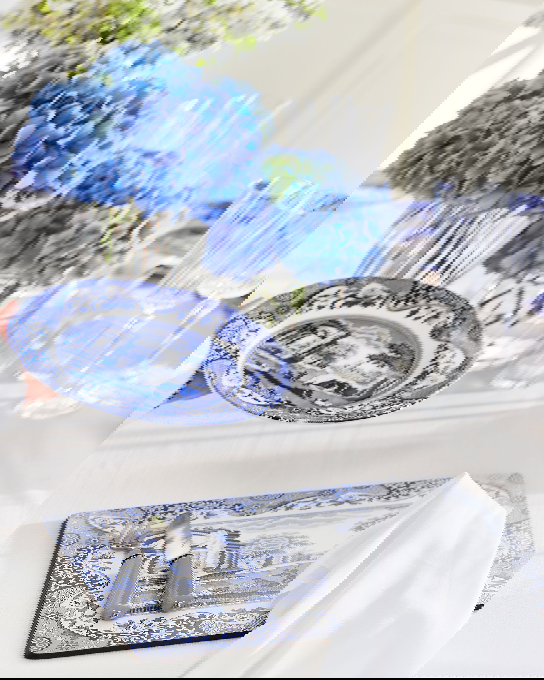 Blue Italian tallrik blå/vit