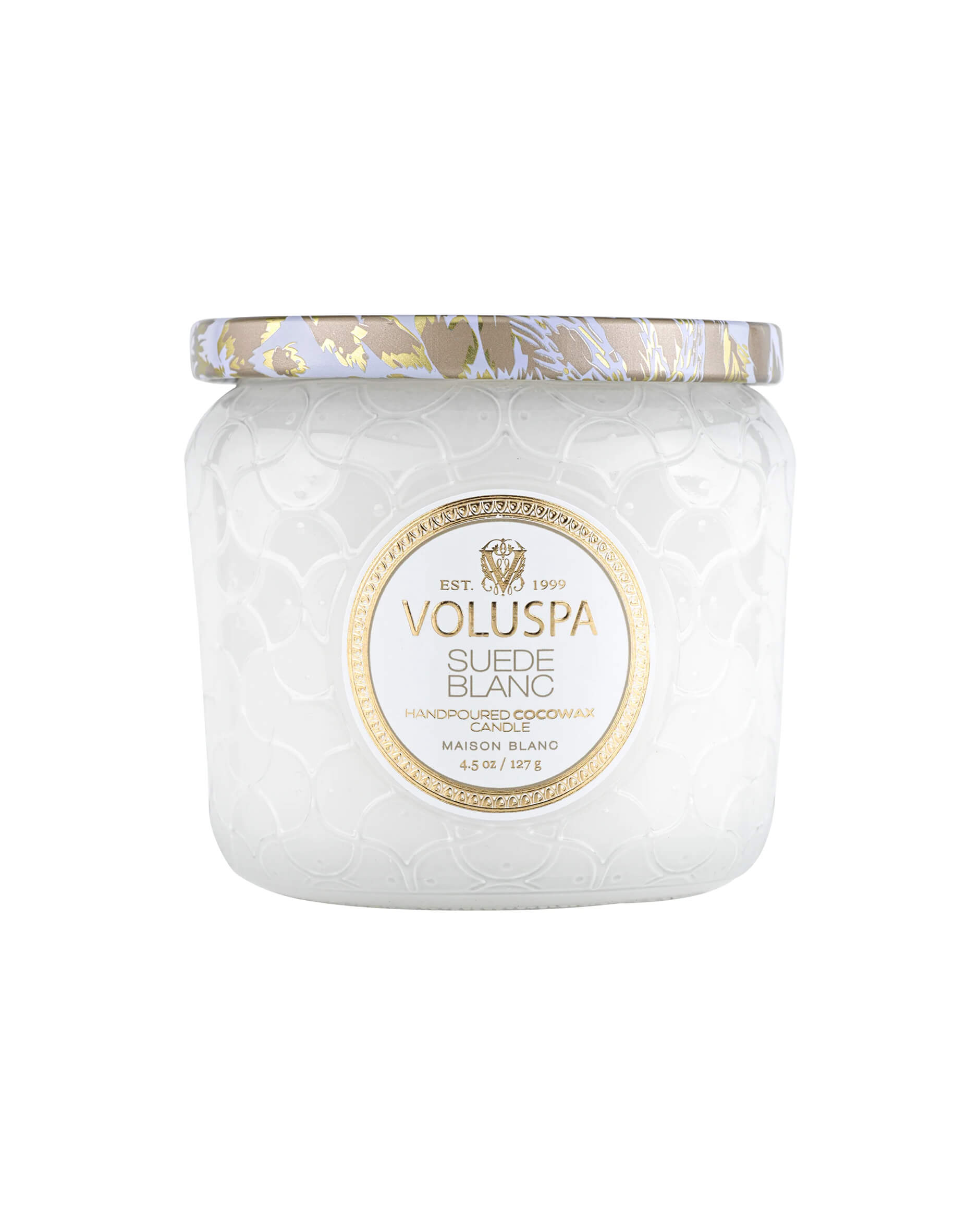 Suede Blanc doftljus petite jar