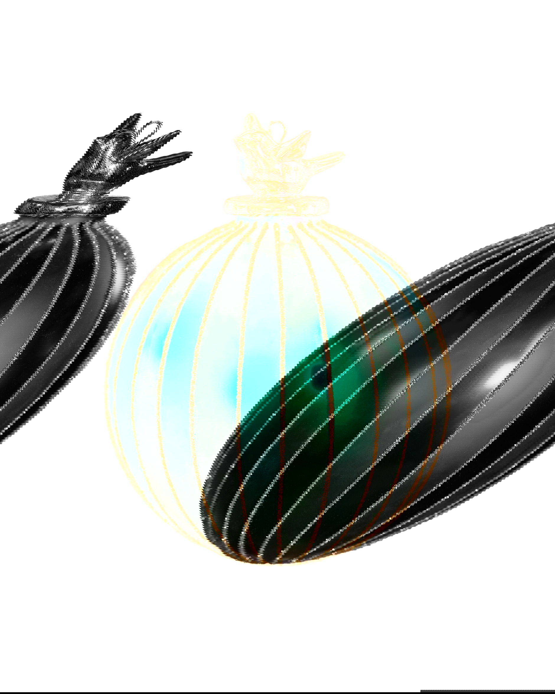 Golden Blackbird Bauble Green 10cm