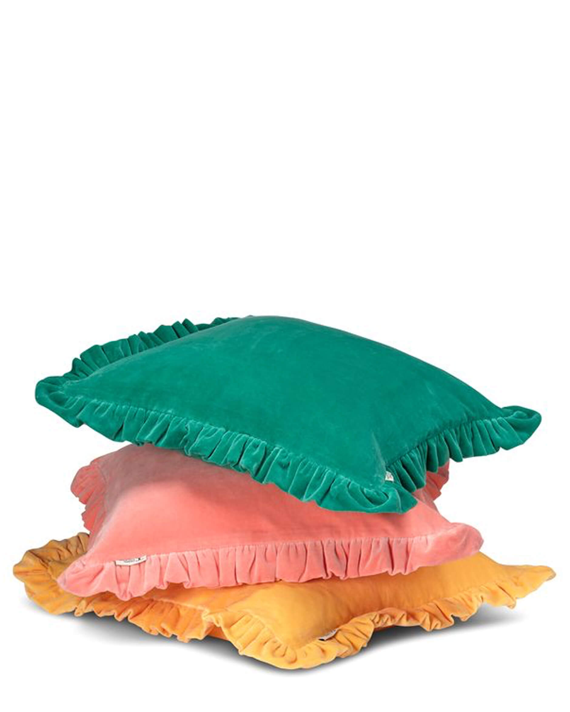 Frilled kuddfodral skogsgrön