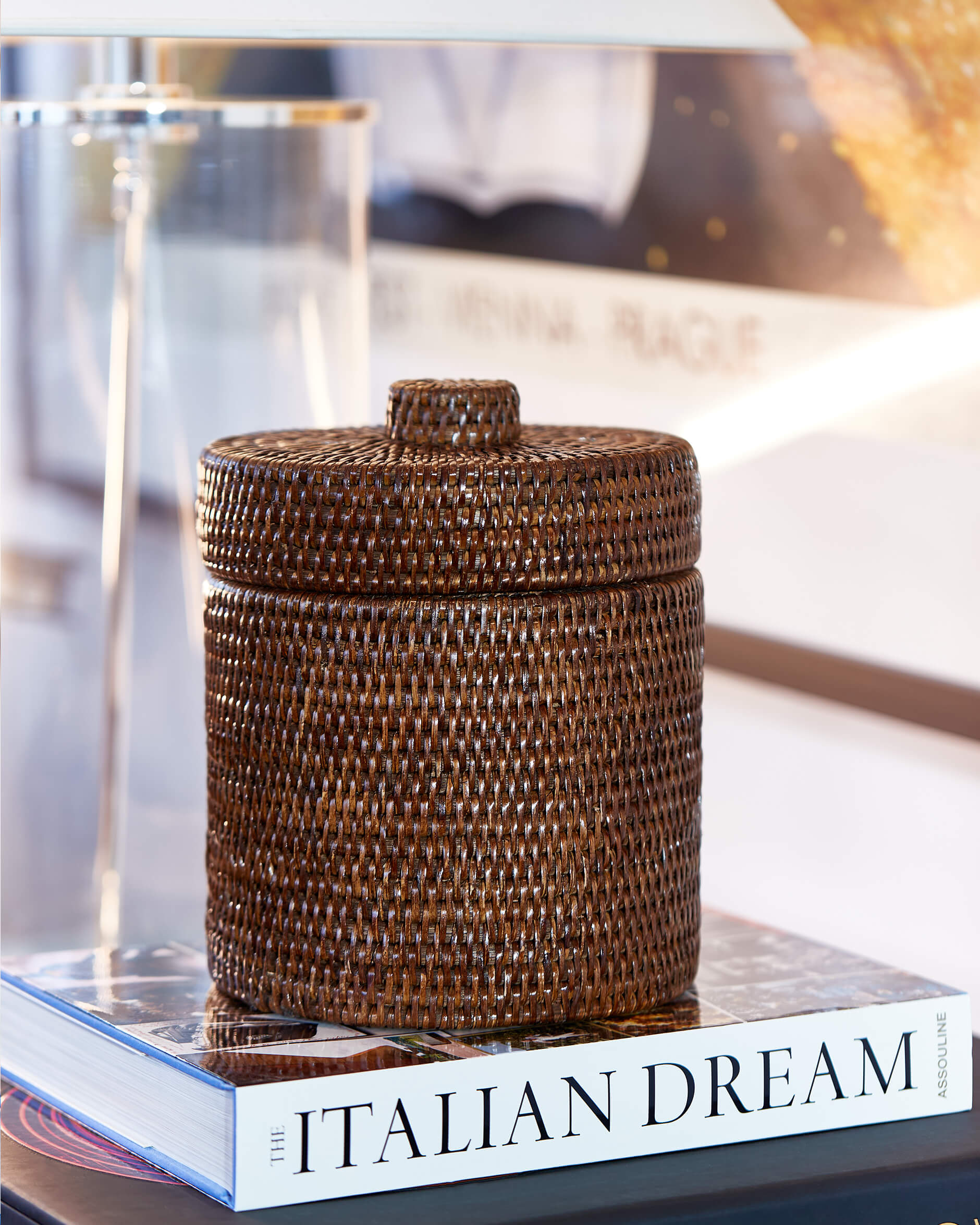 Cognac förvaringskorg med lock rotting