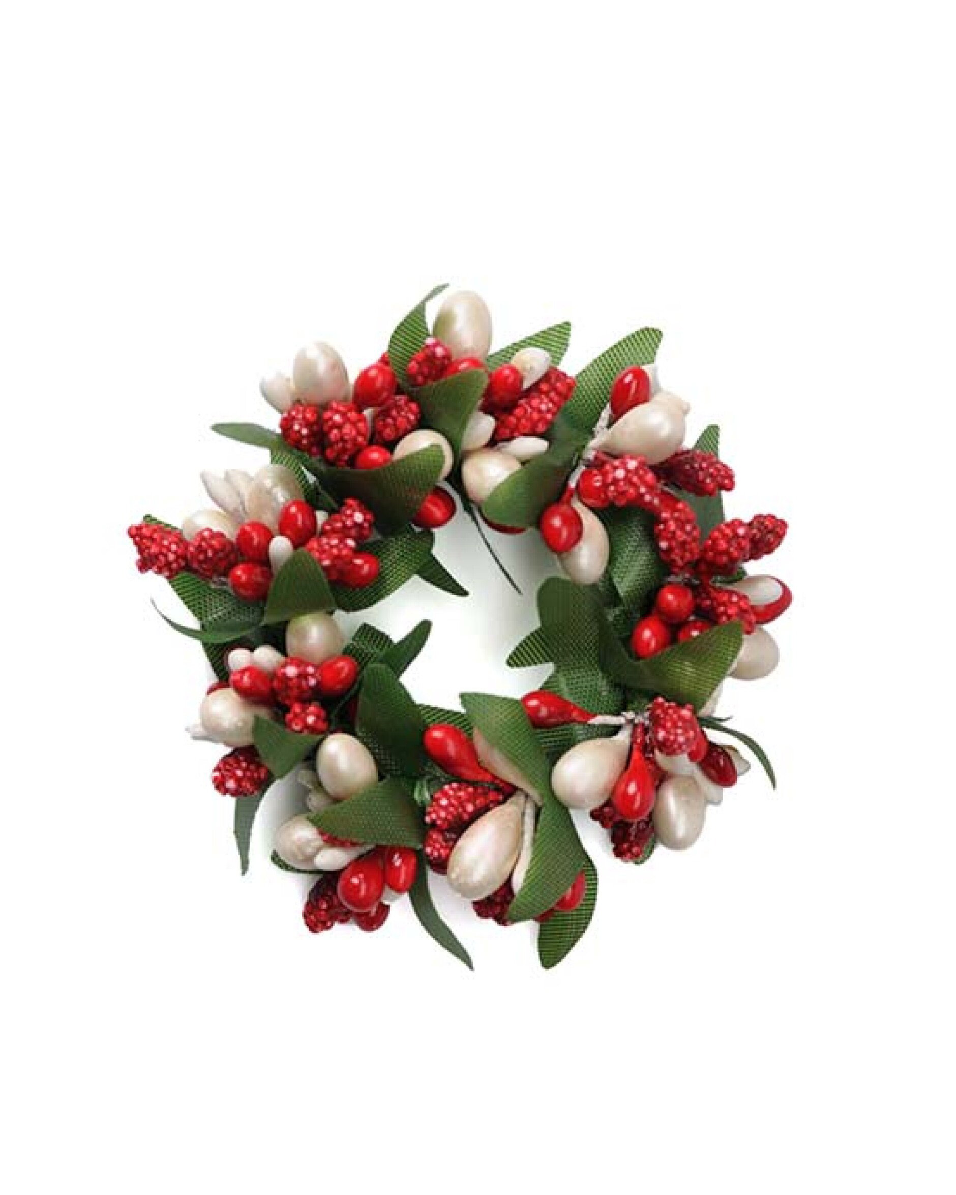 Candle cuff with red and white berries