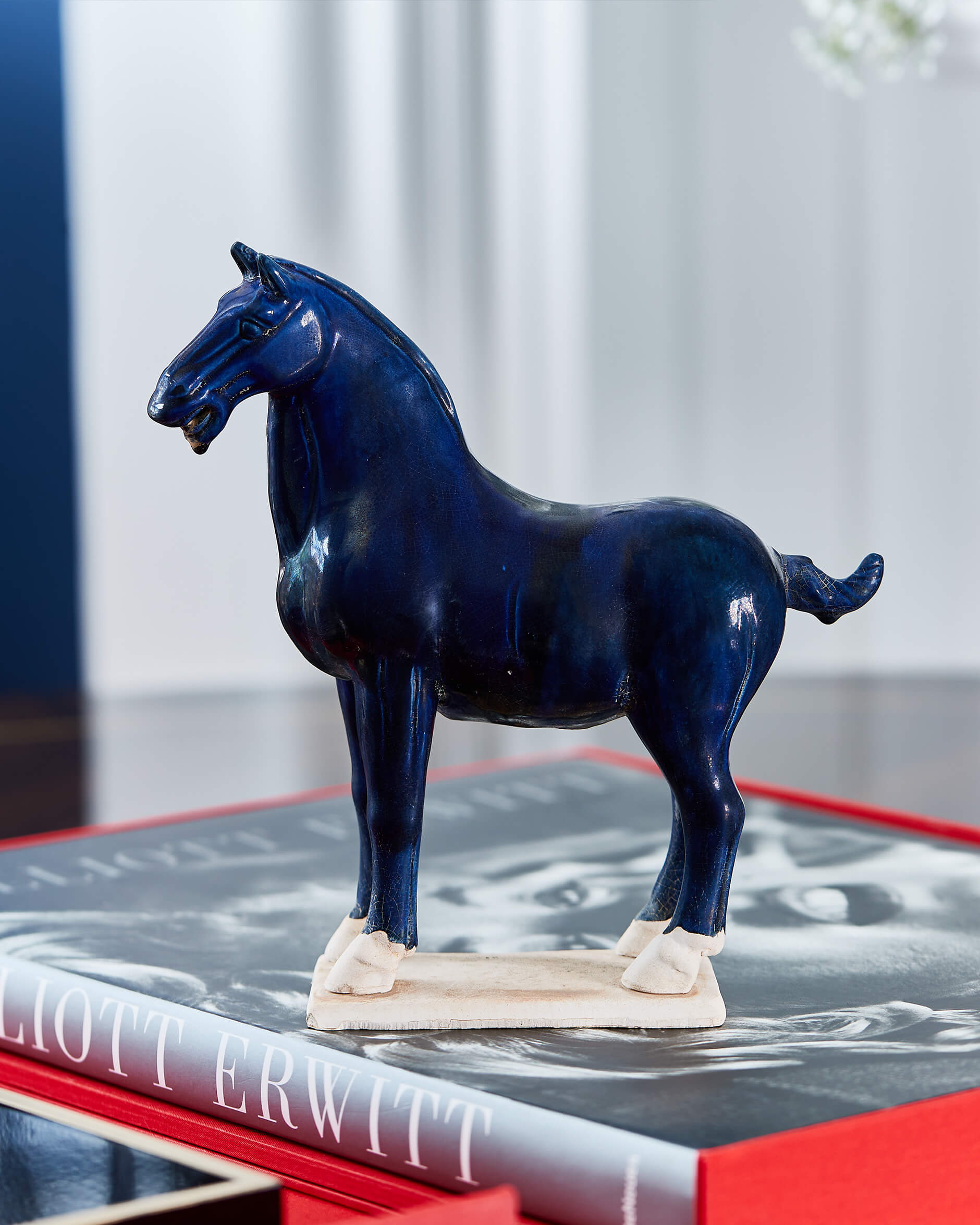 Tang häst skulptur blå S