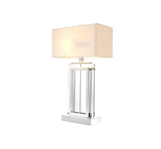 Nickel/white shade - Arlington Table Lamp crystal/gold black shade