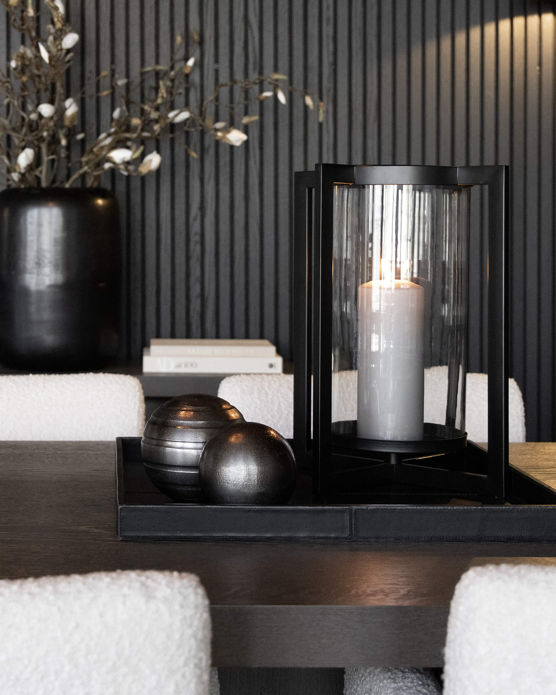 Benito globe dekoration grafit randig