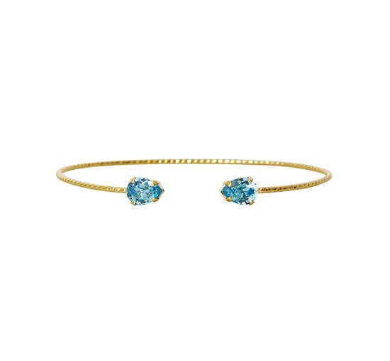 Guld - Evita Super Petite armband aquamarine